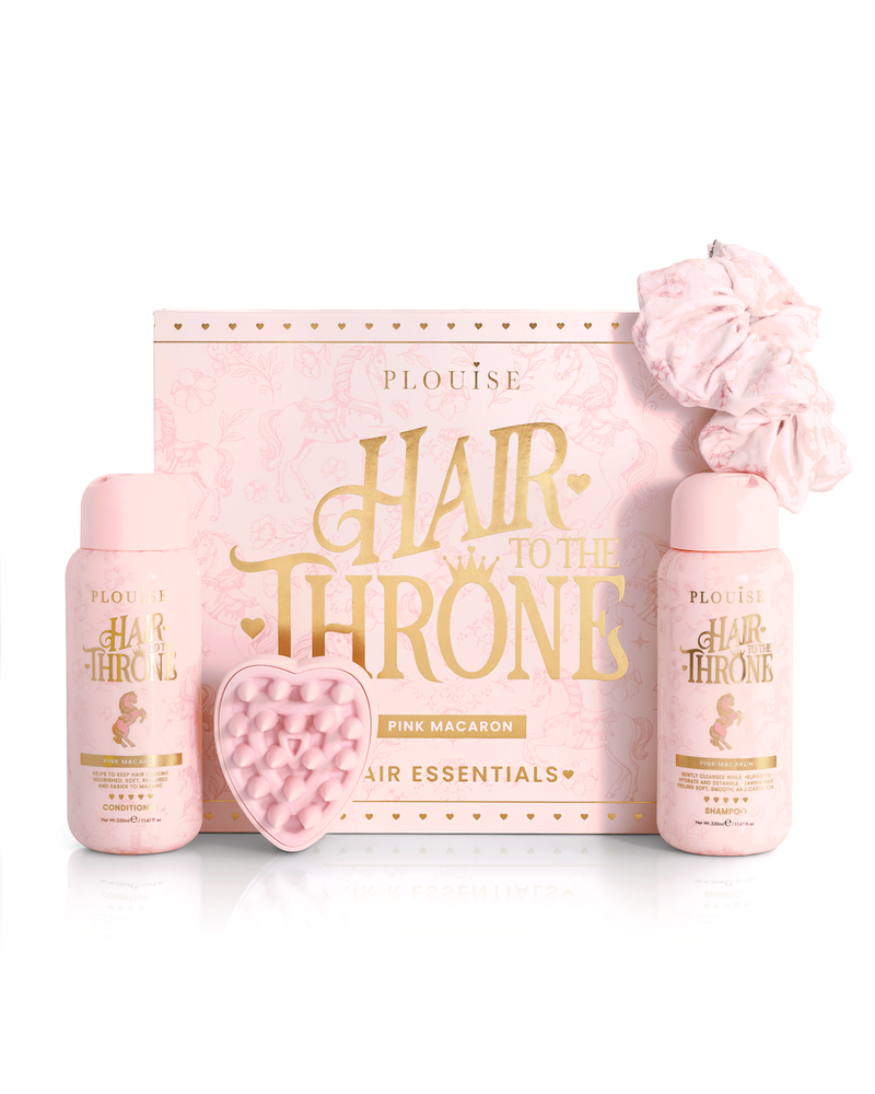 Set de îngrijire a părului cu macaroane roz Hair To The Throne