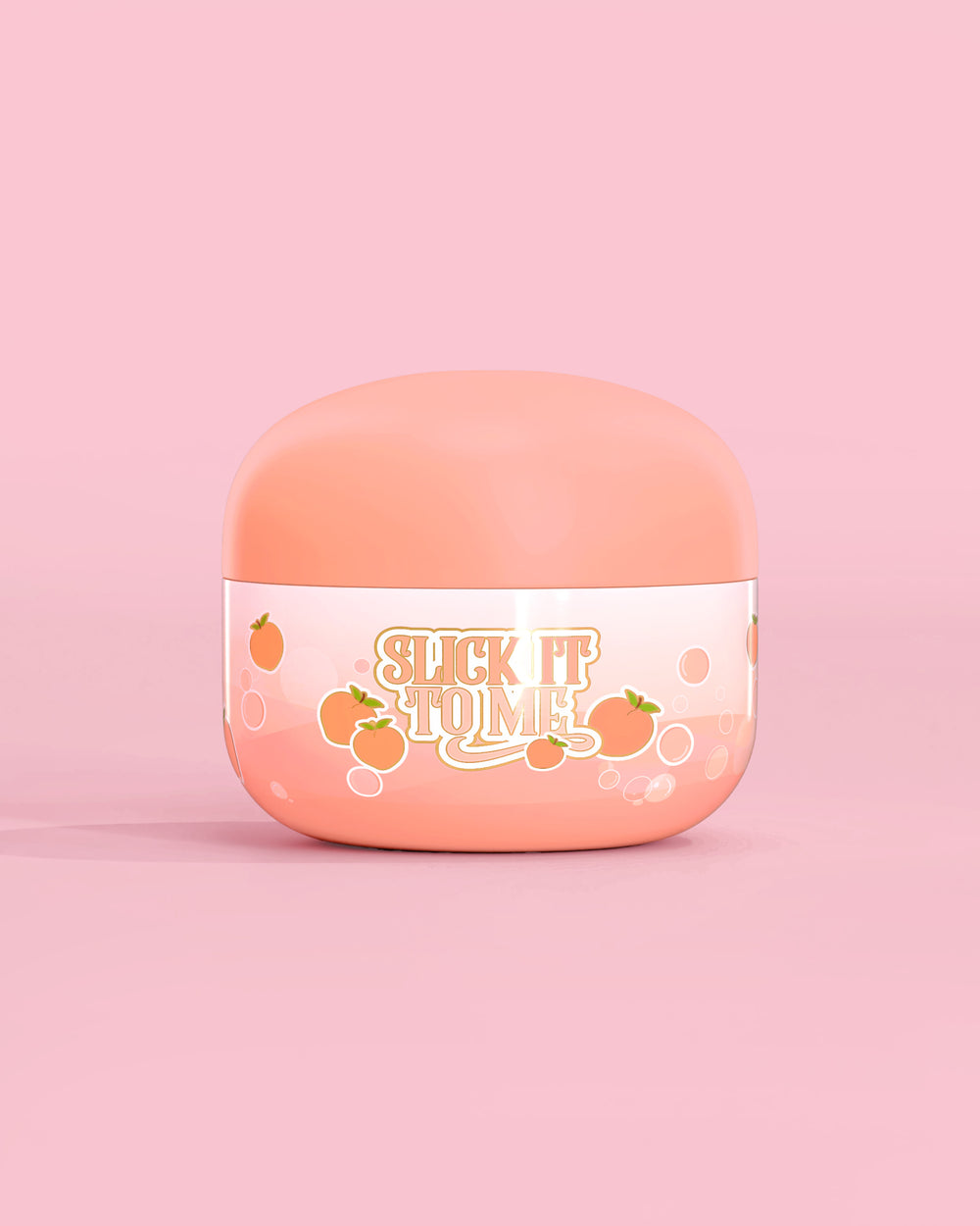 Pot met P. Louise Slick It To Me Peach Melting Body Balm met roze achtergrond