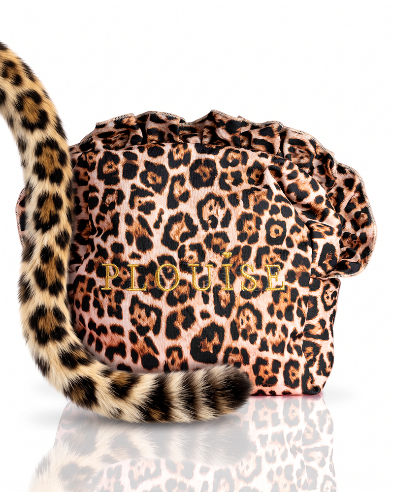 Neceser de maquillaje grande con volantes y estampado de leopardo Spotted Seduction de Cheetah