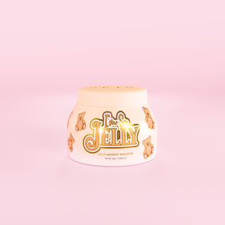 Tub of P.Louise Coconut Cake I'm So Jelly เมคอัพรีมูฟเวอร์เจลลี่บนพื้นหลังสีชมพู