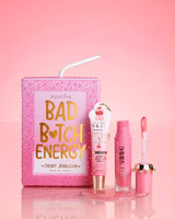 Pink P.Louise crystal glitter bad bitch energy lip duo in cherry bubblegum featuring a glossy lip oil and lip conditioner