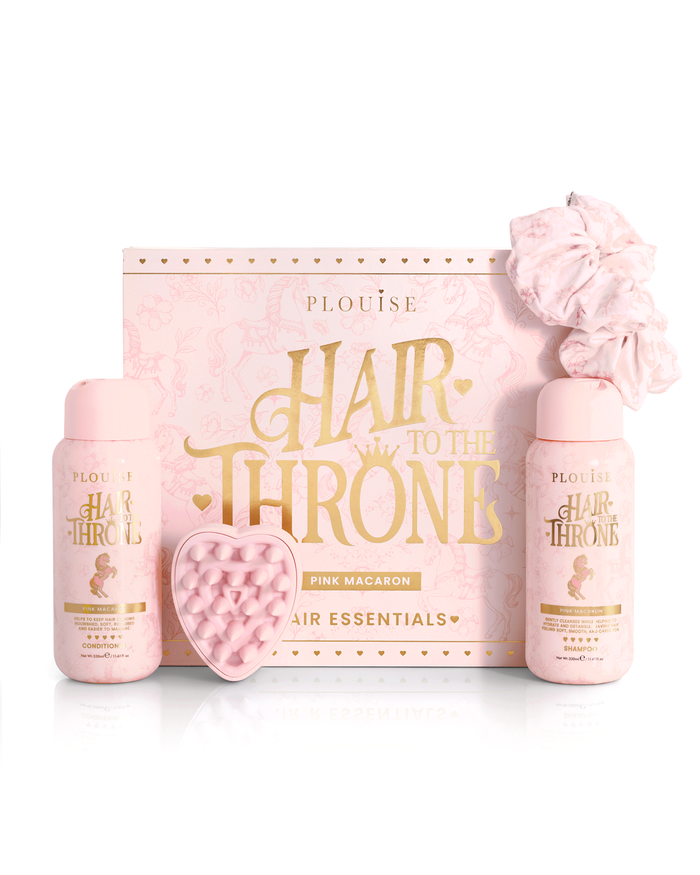 Set de îngrijire a părului cu macaroane roz Hair To The Throne