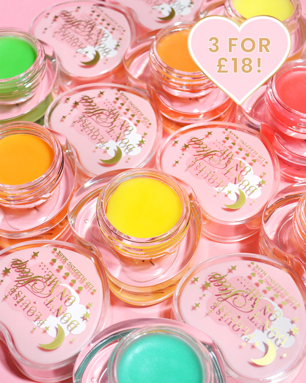 Färgglad samling rosa P.Louise hjärtformade läppsovmasker