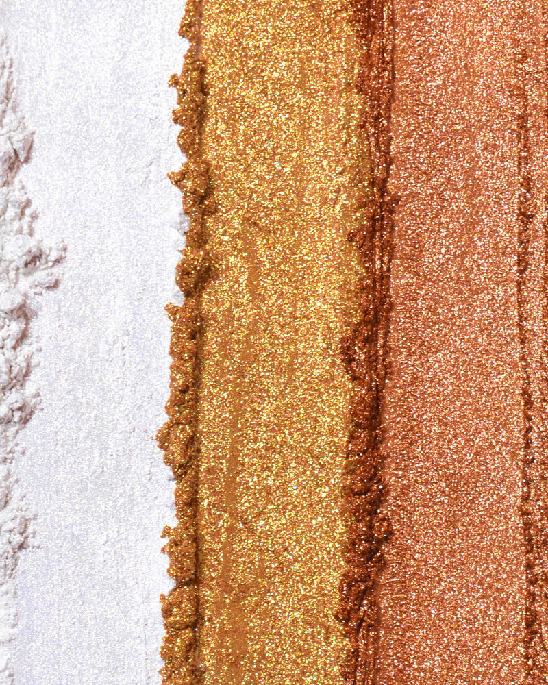 ภาพระยะใกล้ของตัวอย่างเม็ดสีอายแชโดว์แบบหลวมของ P.Louise Secret Stardust